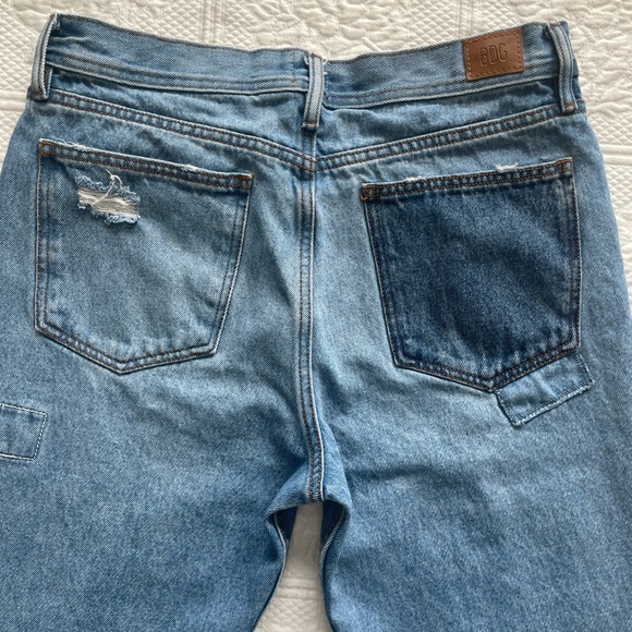 Urban Outfitters BDG Dad Slim Taper Fit Jean Medium Wash Patchwork Denim 33 - Picture 13 of 16